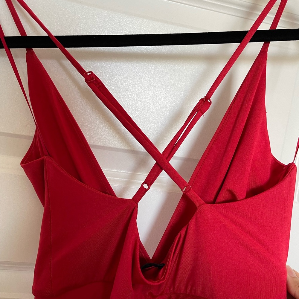 Red Ruched Mid Maxi Dress - Picture 4 of 6